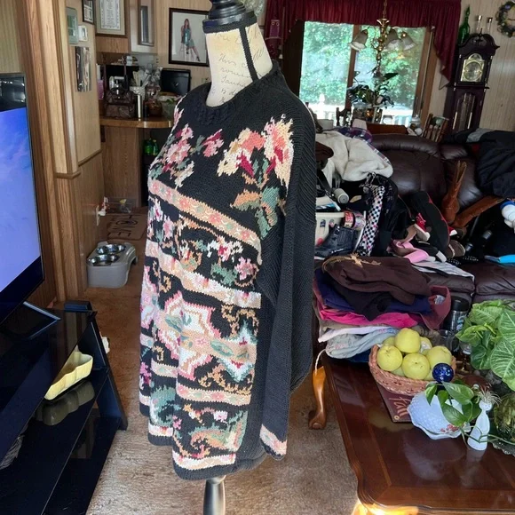 V I N T A G E 🌸 slouchy granny floral embroidered sweater🌸 - Picture 7 of 15